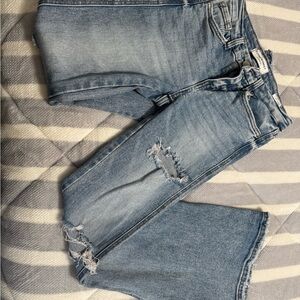 Flying Monkey Light Blue Distressed Cropped Jeans